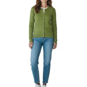 Eddie Bauer Women’s Cable Knit Cotton Cardigan Sweater Green | Size Medium